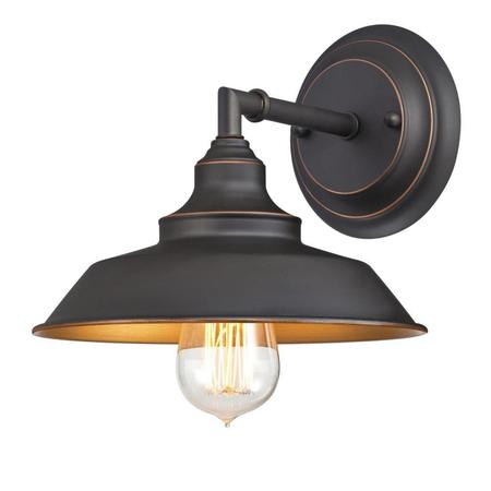 WESTINGHOUSE One-Light Indoor Wall Fixture Iron Hill ORB, Metal Shade 6344800
